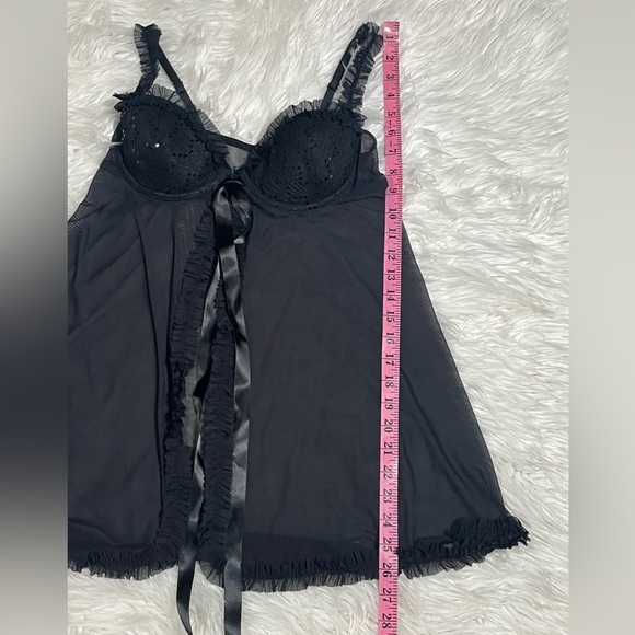 VTG Victoria’s Secret Sexy Little Things Ruffled Babydoll Top Bustier 36C Sequin - Picture 15 of 15